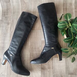 Salvatore Ferragamo Vintage Black Leather Riding Style Boots Size 10N
